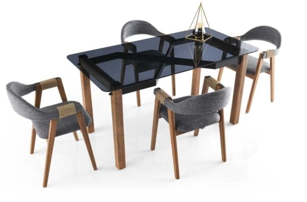 Loop Cam Mutfak Masası  Loop Ahşap Sandalye Takımı