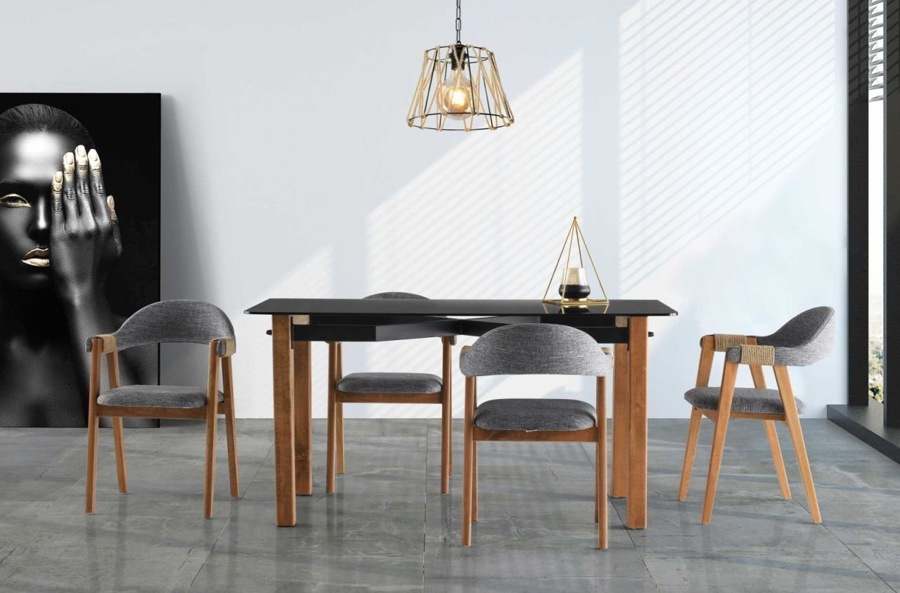 Loop Cam Mutfak Masası  Loop Ahşap Sandalye Takımı